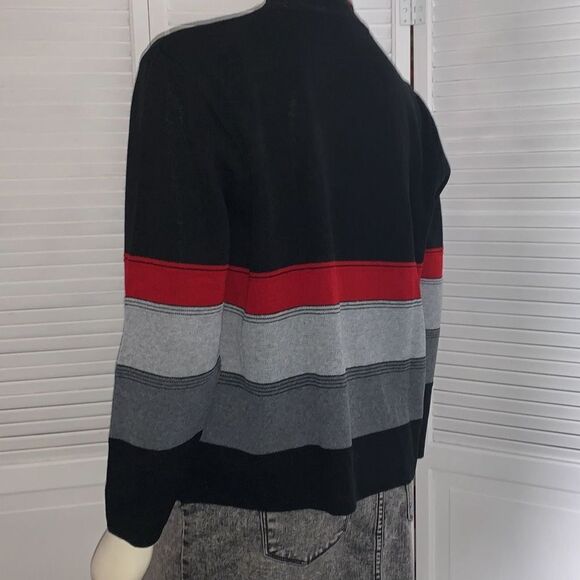 Vintage Black Red Striped Mock Neck Sweater Women’s Size Medium - Picture 10 of 14